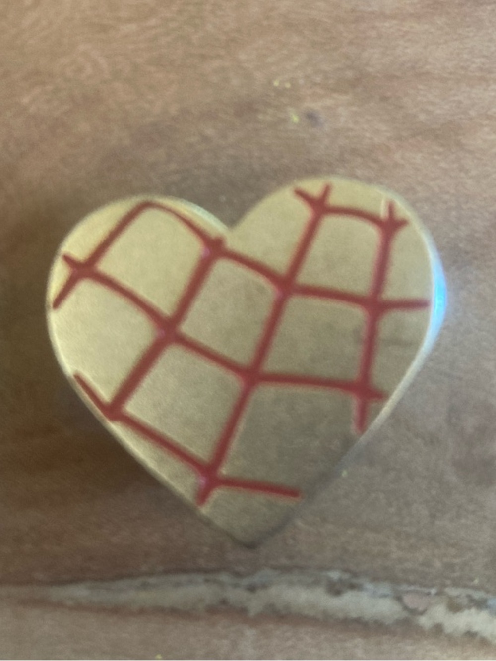 Heart Grid Enamel Pin - Red on Gold